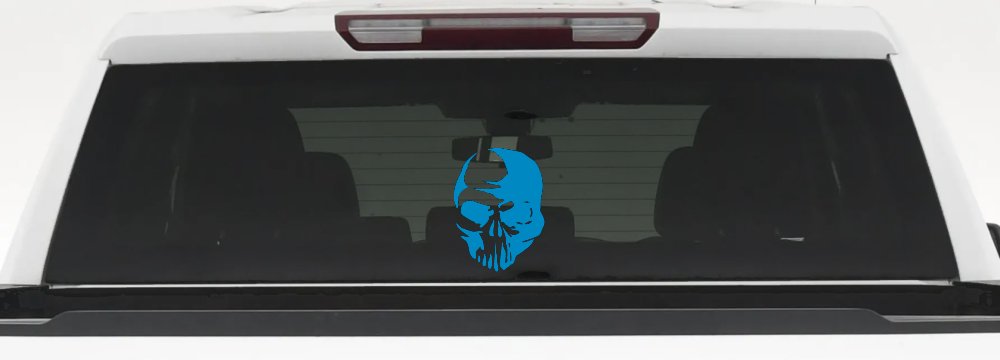 Tribal Skull Car or Truck Window Decal Sticker (Blue)