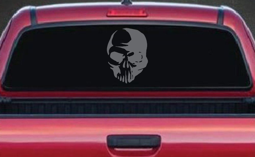Tribal Skull Decal Sticker for Car Truck Window Vinyl Art (Silver)