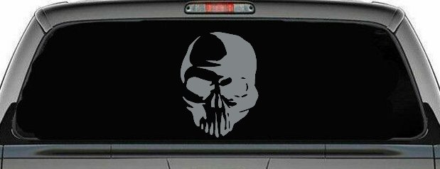 Tribal Skull Car or Truck Window Decal Sticker (Telegrey)