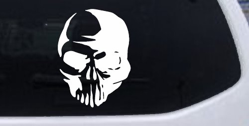 Tribal Skull Car or Truck Window Decal Sticker (White)