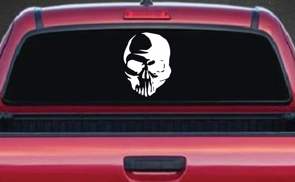 Tribal Skull Decal Sticker for Car Truck Window Vinyl Art (White)