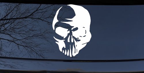 Tribal Skull Decal Sticker for Car Truck Window Vinyl Art (White)