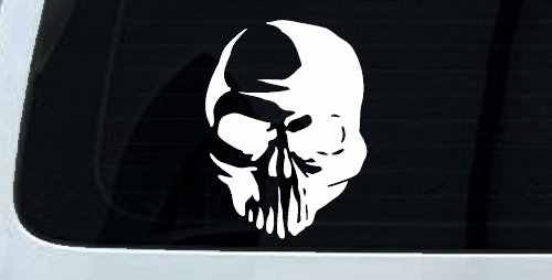 Tribal Skull Car or Truck Window Decal Sticker (White)