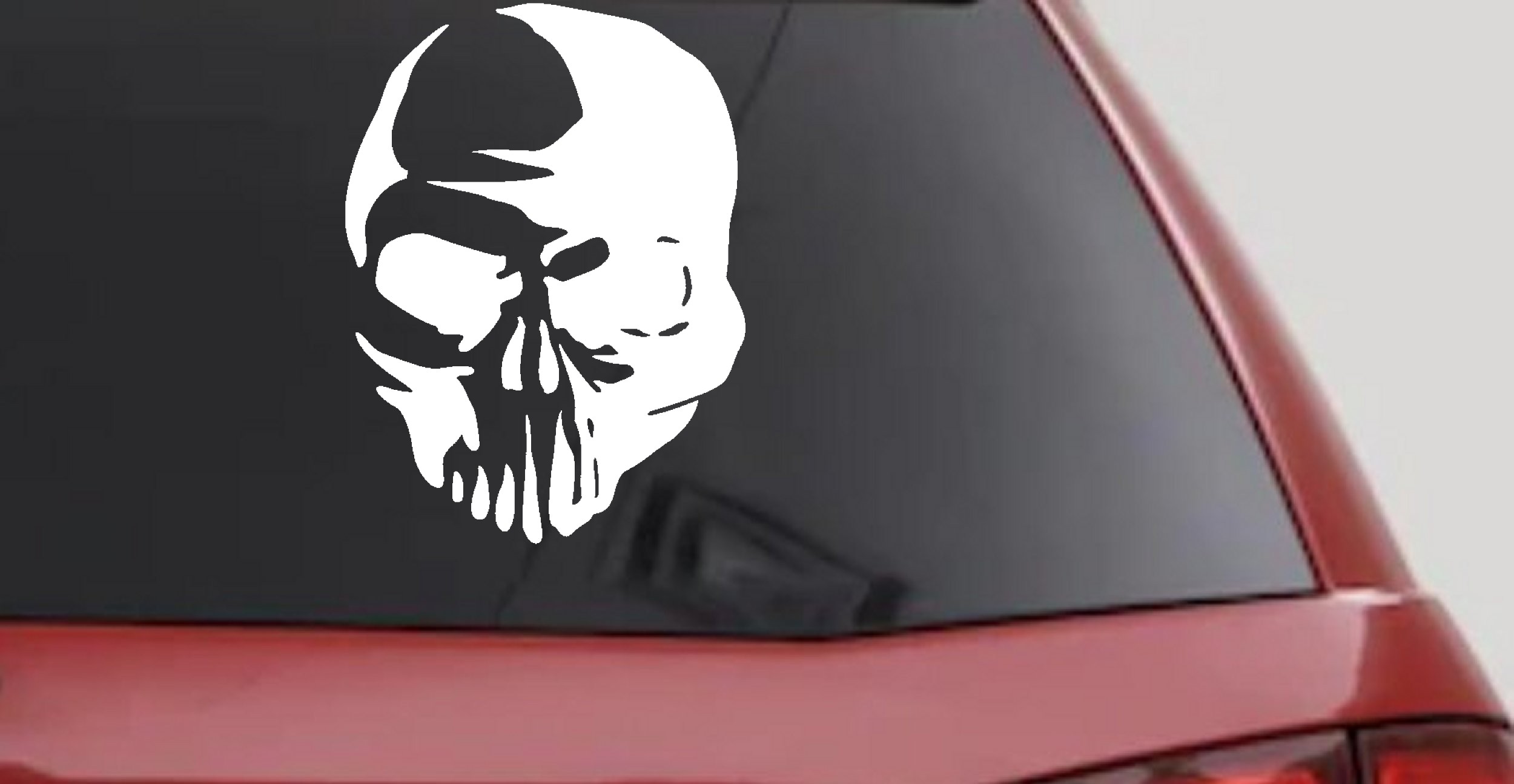 Tribal Skull Decal Sticker for Car Truck Window Vinyl Art (White)