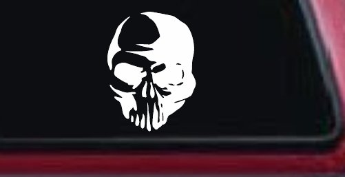Tribal Skull Car or Truck Window Decal Sticker (White)