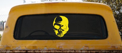 Tribal Skull Car or Truck Window Decal Sticker (Yellow)