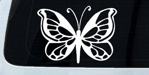Butterfly Butterflies Car or Truck Window Decal Sticker (White)