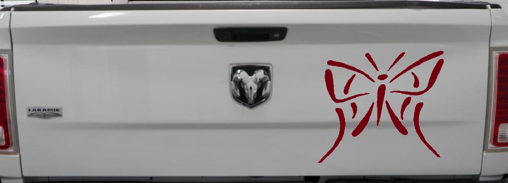 Tribal Butterfly Butterflies Car or Truck Window Decal Sticker (Burgundy)