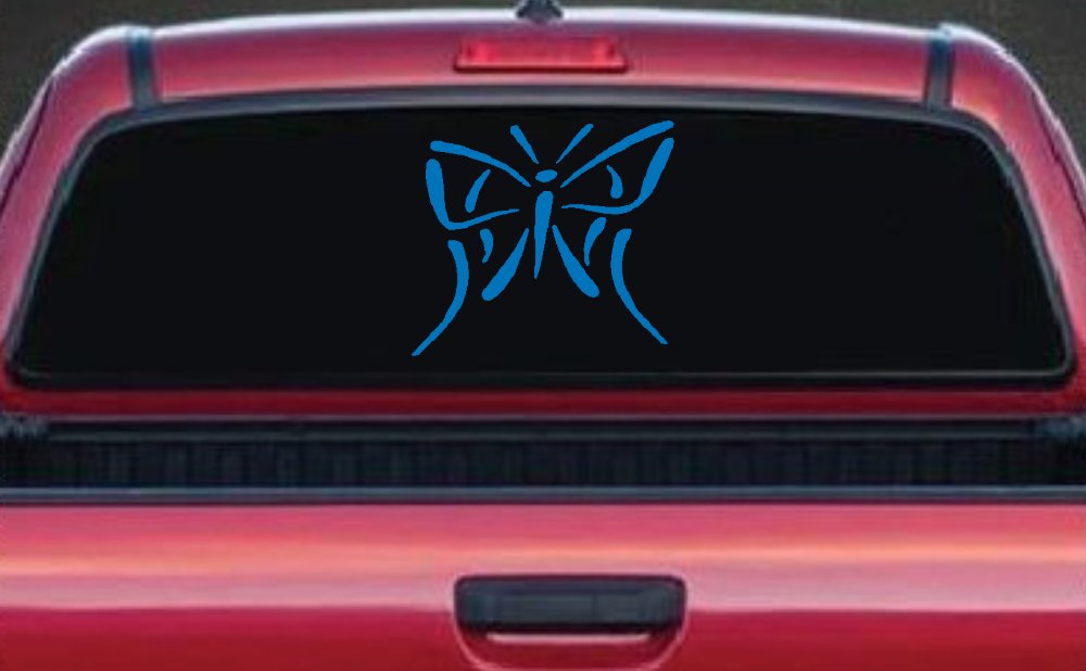 Tribal Butterfly Butterflies Car or Truck Window Decal Sticker (Sky Blue)
