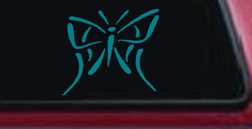 Tribal Butterfly Butterflies Car or Truck Window Decal Sticker (Turquoise Blue)