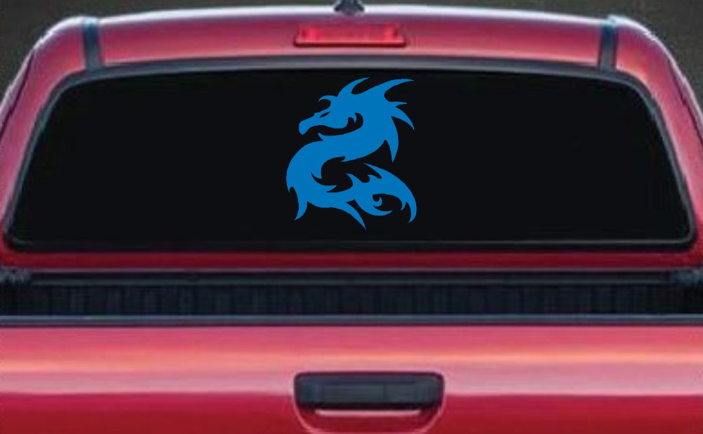 Tribal Dragon Car or Truck Window Decal Sticker (Sky Blue)
