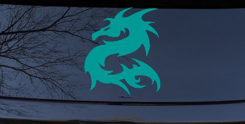 Tribal Dragon Car or Truck Window Decal Sticker (Turquoise)