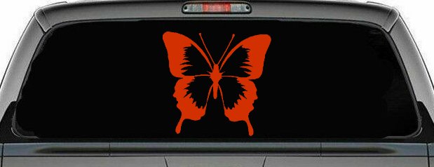Butterfly Window Decal Sticker for Cars Trucks Vinyl Art (Orange Red)