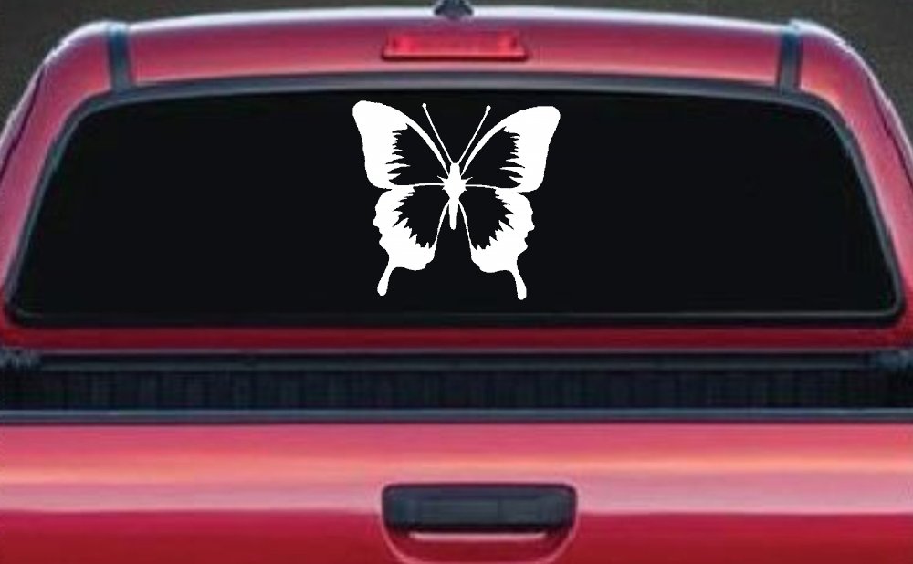 Butterfly Butterflies Car or Truck Window Decal Sticker (White)