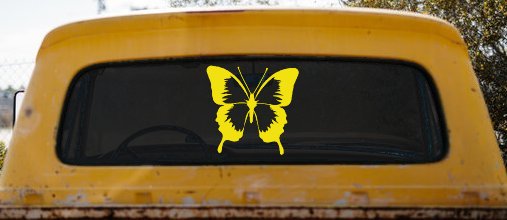 Butterfly Window Decal Sticker for Cars Trucks Vinyl Art (Yellow)