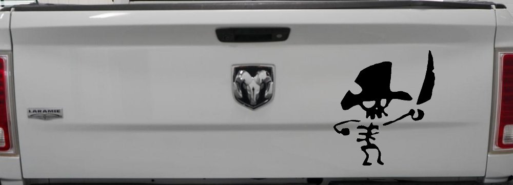 Pirate Skeleton with Sword Skulls Car or Truck Window Decal Sticker (Black)