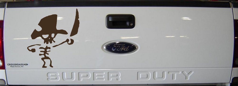 Pirate Skeleton with Sword Skulls Car or Truck Window Decal Sticker (Brown)