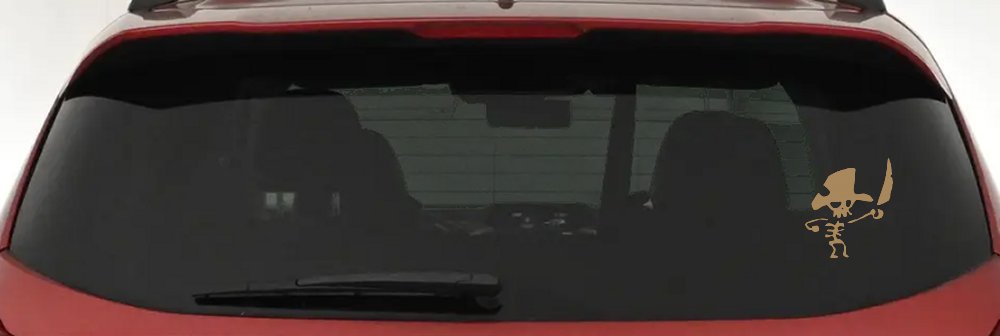 Pirate Skeleton with Sword Skulls Car or Truck Window Decal Sticker (Light Brown)