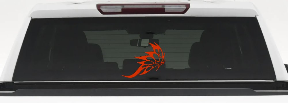 Tribal Butterfly Butterflies Car or Truck Window Decal Sticker (Orange Red)