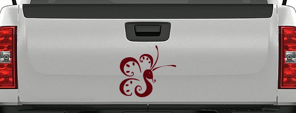 Tribal Butterfly Butterflies Car or Truck Window Decal Sticker (Purple Red)