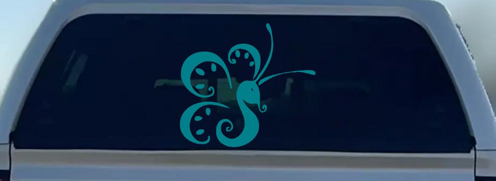 Tribal Butterfly Butterflies Car or Truck Window Decal Sticker (Turquoise Blue)