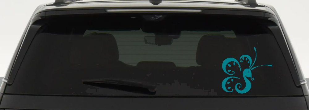 Tribal Butterfly Butterflies Car or Truck Window Decal Sticker (Turquoise Blue)