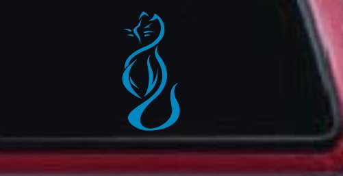 Tribal Cat Animals Car or Truck Window Decal Sticker (Blue)