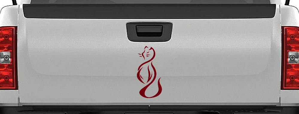 Tribal Cat Animals Car or Truck Window Decal Sticker (Burgundy)