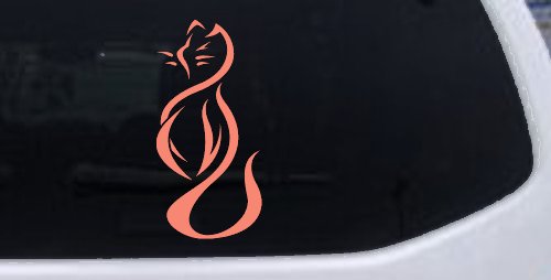 Tribal Cat Animals Car or Truck Window Decal Sticker (Coral)