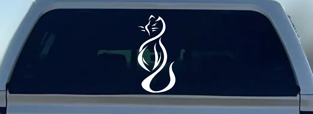 Tribal Cat Animals Car or Truck Window Decal Sticker (White)
