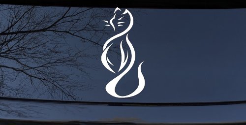 Tribal Cat Animals Car or Truck Window Decal Sticker (White)