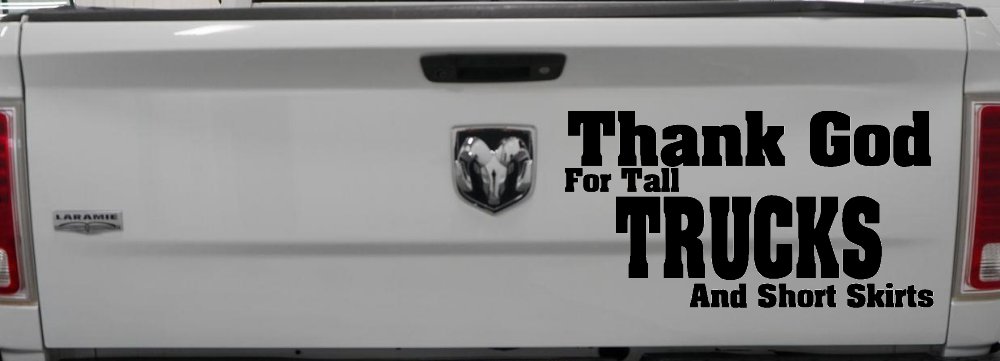 Thank God For Tall Trucks and Short Skirts Funny Car or Truck Window Decal Sticker