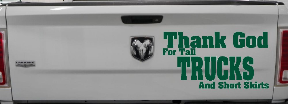 Thank God For Tall Trucks and Short Skirts Funny Car or Truck Window Decal Sticker