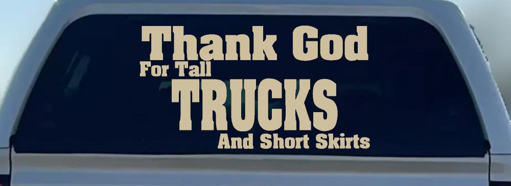 Thank God For Tall Trucks and Short Skirts Funny Car or Truck Window Decal Sticker