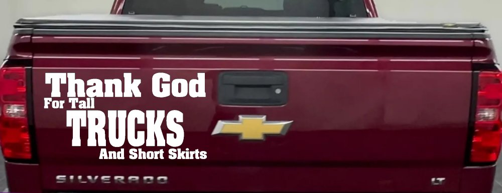 Thank God For Tall Trucks and Short Skirts Funny Car or Truck Window Decal Sticker