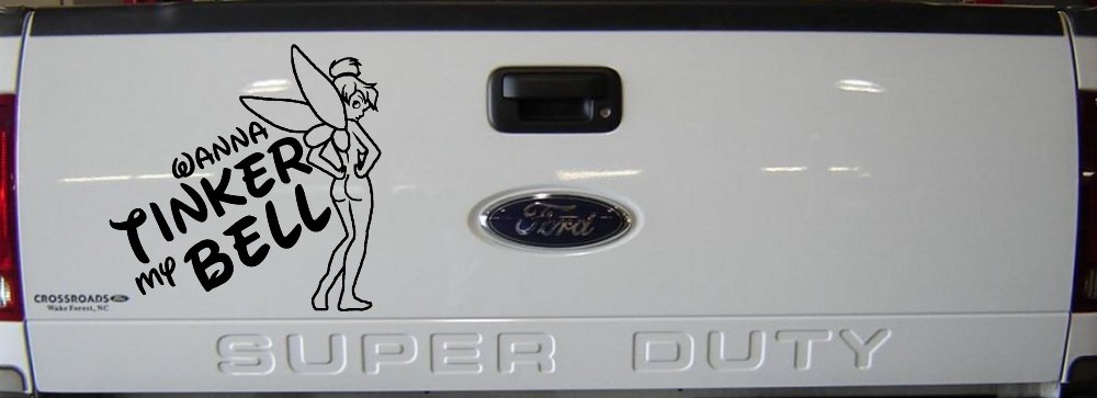 Wanna Tinker My Bell Tinkerbell Car or Truck Window Decal Sticker (Black)