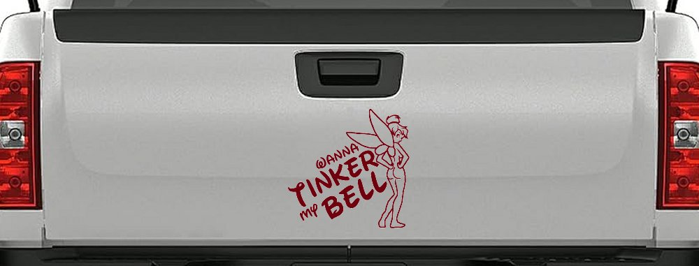 Wanna Tinker My Bell Tinkerbell Car or Truck Window Decal Sticker (Burgundy)