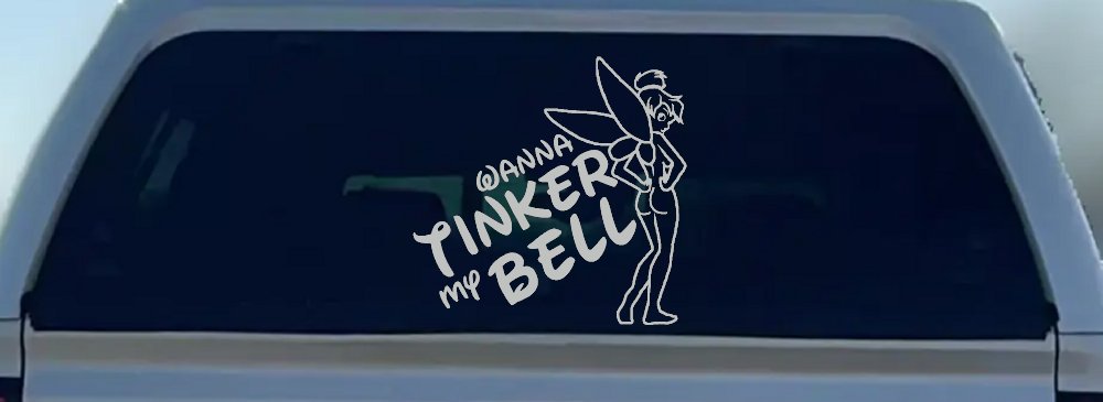 Wanna Tinker My Bell Tinkerbell Car or Truck Window Decal Sticker (Light Gray)