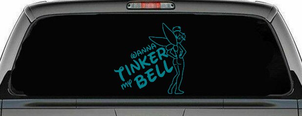 Wanna Tinker My Bell Tinkerbell Car or Truck Window Decal Sticker (Turquoise Blue)