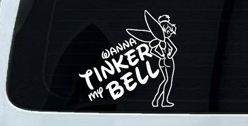 Wanna Tinker My Bell Tinkerbell Car or Truck Window Decal Sticker (White)