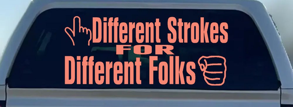 Different Strokes for Different Folks Funny Car or Truck Window Decal Sticker (Coral)