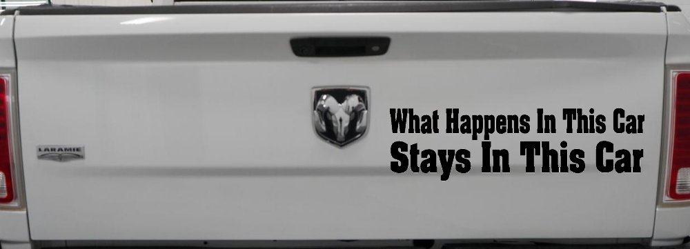 What Happens in This car Stays in This Car Funny Car or Truck Window Decal Sticker