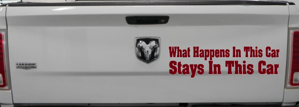 What Happens in This car Stays in This Car Funny Car or Truck Window Decal Sticker (Burgundy)