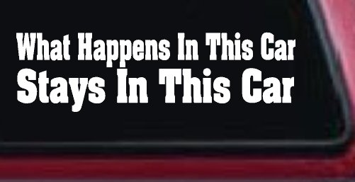 What Happens in This car Stays in This Car Funny Car or Truck Window Decal Sticker