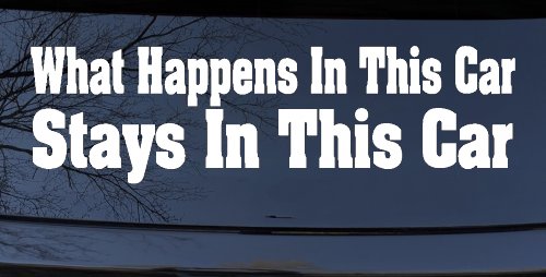 What Happens in This car Stays in This Car Funny Car or Truck Window Decal Sticker (White)