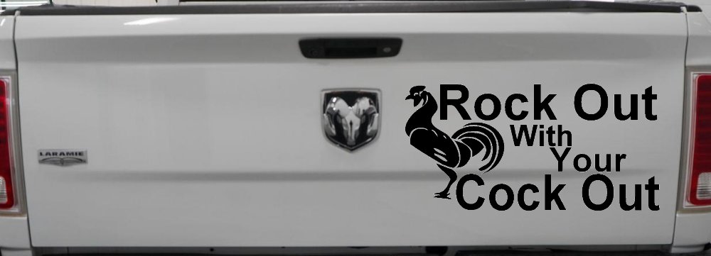 Rock Out With Your Cock Out Rooster Funny Car or Truck Window Decal Sticker