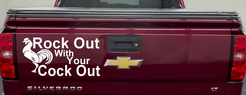 Rock Out With Your Cock Out Rooster Funny Car or Truck Window Decal Sticker