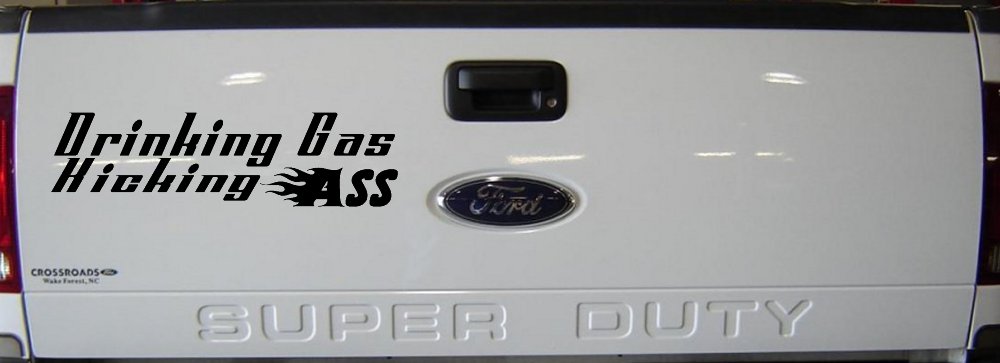 Drinking Gas Kicking Ass Racing Funny Car or Truck Window Decal Sticker (Black)