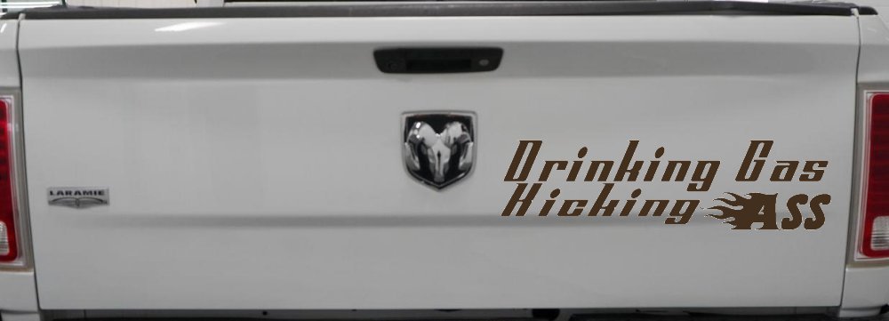 Drinking Gas Kicking Ass Racing Funny Car or Truck Window Decal Sticker