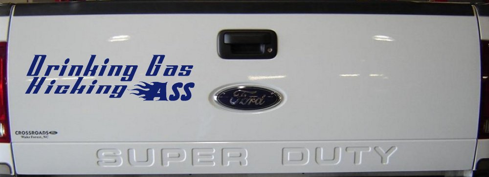 Drinking Gas Kicking Ass Racing Funny Car or Truck Window Decal Sticker (Navy)